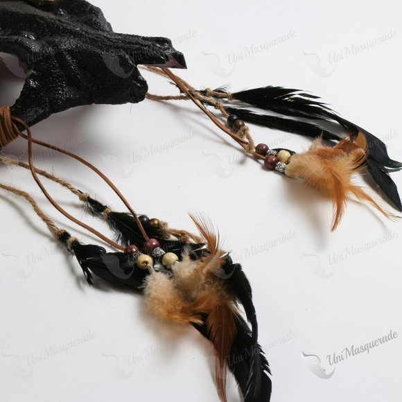 Black Devil Wide Antelope Gold Horn Masquerade Mask Halloween Costume Party Mask - Picture 6 of 6